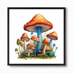 Mushrooms And Flowers 33 Art Print