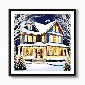 Christmas Decorated Home Outside (32) Art Print