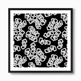 Floral Chains Gray On Black Art Print