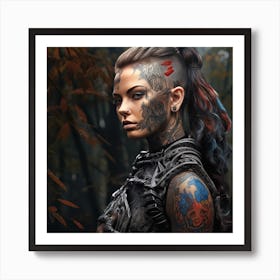 Woman With Tattoos Art Print