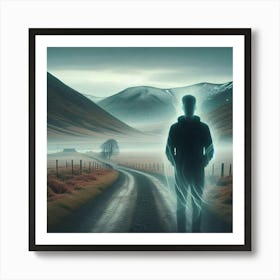 Man Standing On A Road 3 Art Print