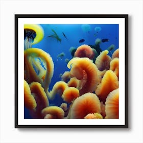 Jellyfish Stock Videos & Royalty-Free Footage Art Print