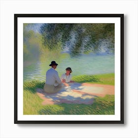 Picnic By The River at Hurley Lock Art Print