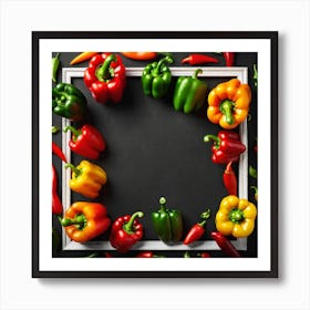 Colorful Peppers In A Frame 17 Art Print