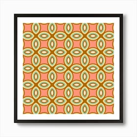 COURTYARD Mediterranean Tile Abstract Geometric in Retro Pink Brown Cream Art Print