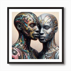 Two Robots Kissing 1 Art Print