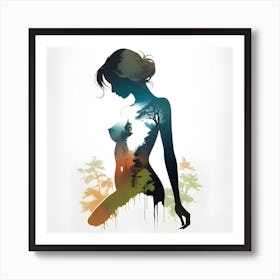 Silhouette Of A Woman Art Print