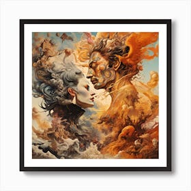 A Salvador Dali Inspired Dreamscape Where A Samurai Warrior With Daliesque Features Faces A Surreal And Melting Phoenix In A Battle Of The Surreal Art Print