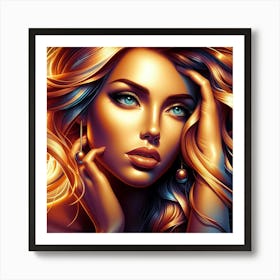 Beautiful Woman With Long Hair 1 Art Print