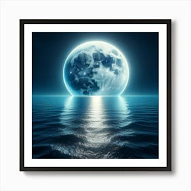 Full Moon Over Ocean Art Print