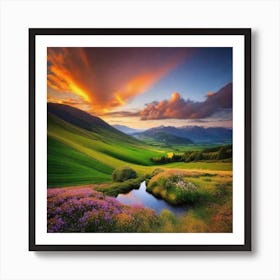 Sunset In The Mountains 20 Art Print