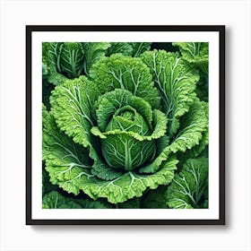 Frame Created From Savoy Cabbage Sprouts On Edges And Nothing In Middle Ultra Hd Realistic Vivid (5) Art Print