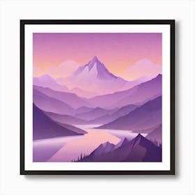 Misty mountains background in purple tone 97 Art Print