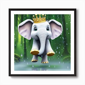 Elephant In The Rain 1 Art Print