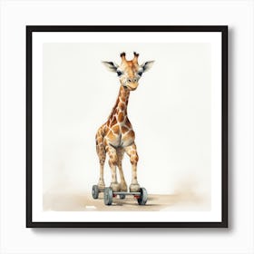 Giraffe On Skateboard 1 Art Print