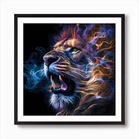 Cosmic Roar, Vape Lion Art Print