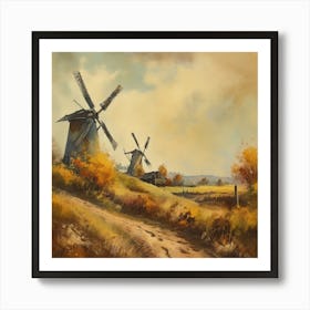 Vintage Oil Painting, Farmhouse Wall Decorations, Vintage Landscape, Printable Wall Art, Vintage Landscape Oil Painting.
14Windmills. Art Print