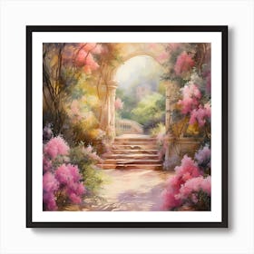 Opulent Gardens: Watercolour Whispers of Romance Art Print