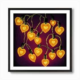 Heart String Lights 1 Art Print