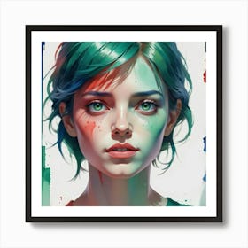 Girl With Green Hair Art Print