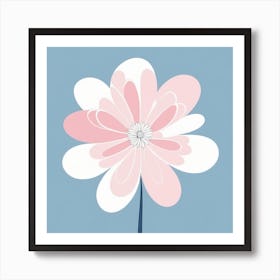 A White And Pink Flower In Minimalist Style Square Composition 237 Art Print