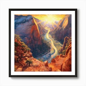 Sunset In Zion 16 Art Print