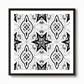 Black and White Geometric Pattern Art Print