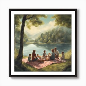 Picnic By The Lake Art Print