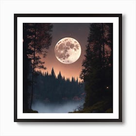 Full Moon In The Forest 1 Art Print