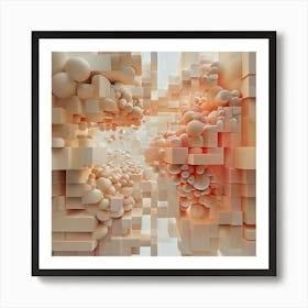 Nude Color Gradient Illusion A 3d Illusion Of Spheres Or Cubes Stacked Or Floating In Space Transi Art Print