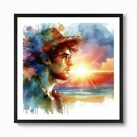 Watercolor Of A Man Art Print