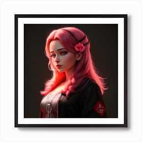 Pink Haired Girl Art Print