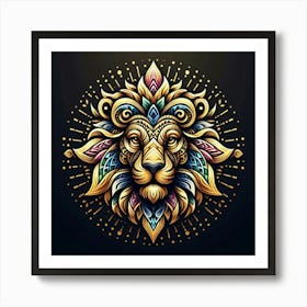 Lion head tribal 1 Art Print