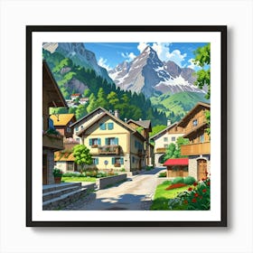 Village In The Mountains 5 Art Print