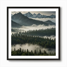 Misty Mountain Range Art Print