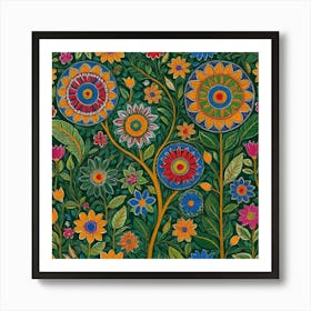 Kaleidoscope Of Flowers Art Print