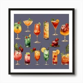 Default Cocktails In Different Styles Aesthetic 2 Art Print