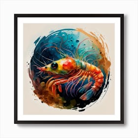 Shrimp Marine Life Watercolor Art Print