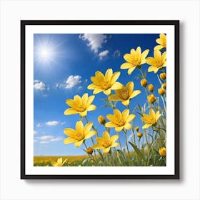 Yellow Flowers In A Field 9 Art Print