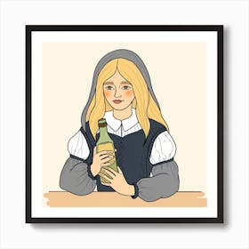 Illustration Of A Nun Art Print