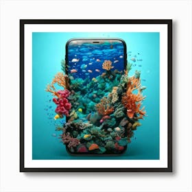 Firefly Vibrant Aquatic Smartphone Morphing Into Marine Life 72698 (2) Art Print