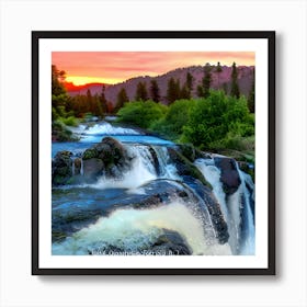 Sunset At Tahoe Falls Art Print