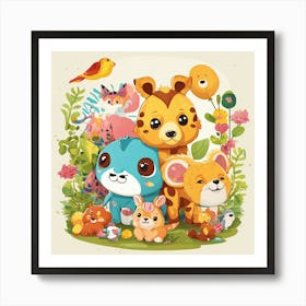 Playful Kids Animal Tshirt Design (8) Art Print