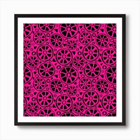 Slices Pink On Black Art Print