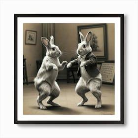 Rabbits Dancing 1 Art Print