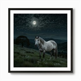 Horse In The Night 1 Art Print