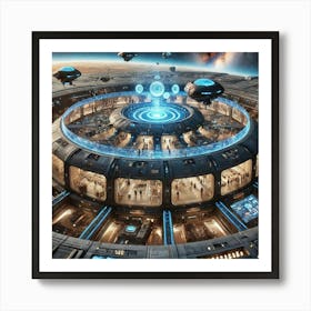 A Close Up Futuristic Sci Fi Depiction Focusing On Trade Centers Art Print