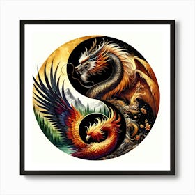 Yin Yang Dragon Art Art Print