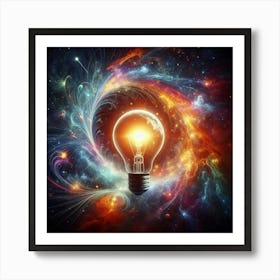 Light Bulb In Space Art Print