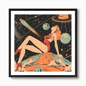 Soviet Themed Woman On World Art Print